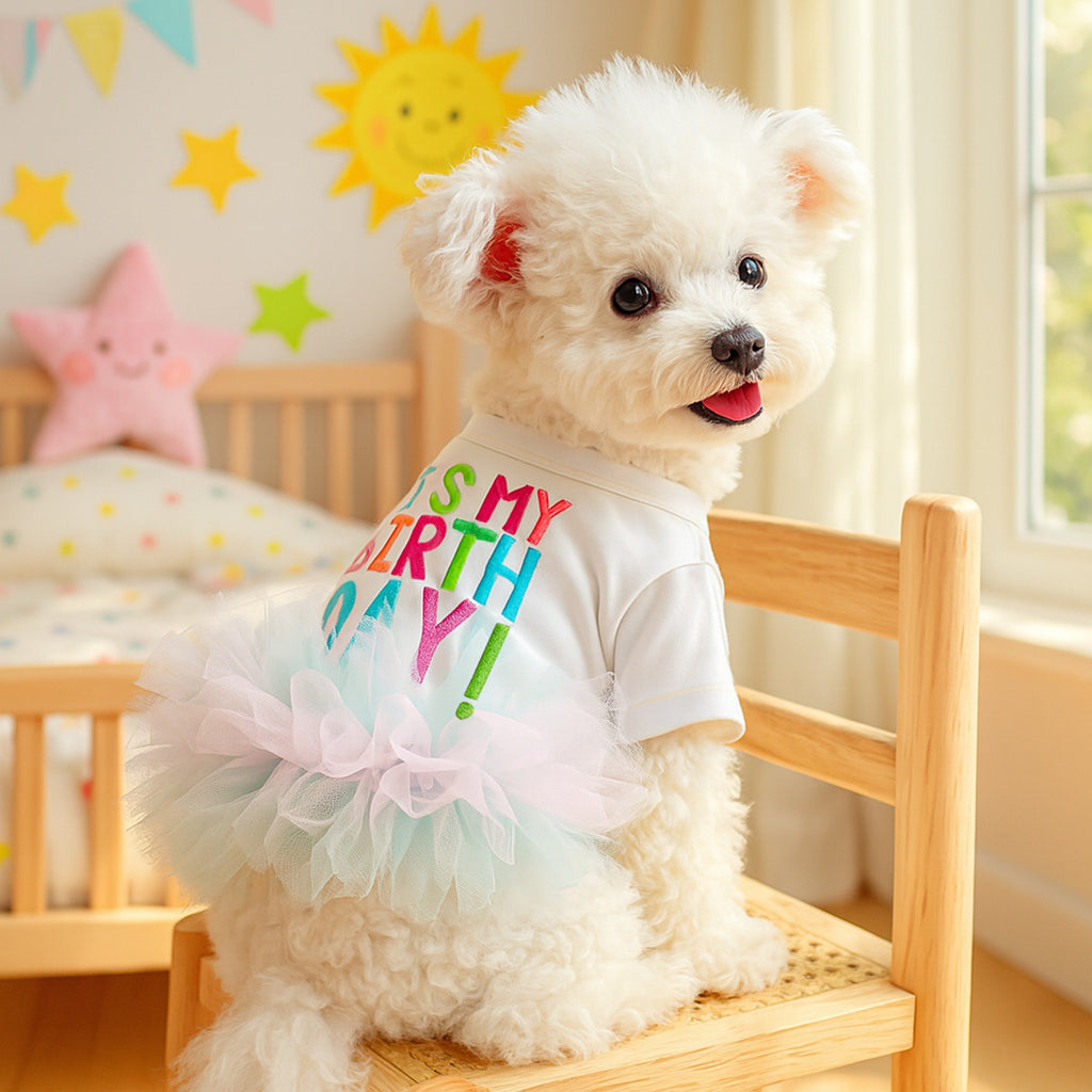 Vêtements de vacances pour animaux de compagnie pour chats et petits chiens Joyeux anniversaire et Chemise de Pâques Ballet Tutu