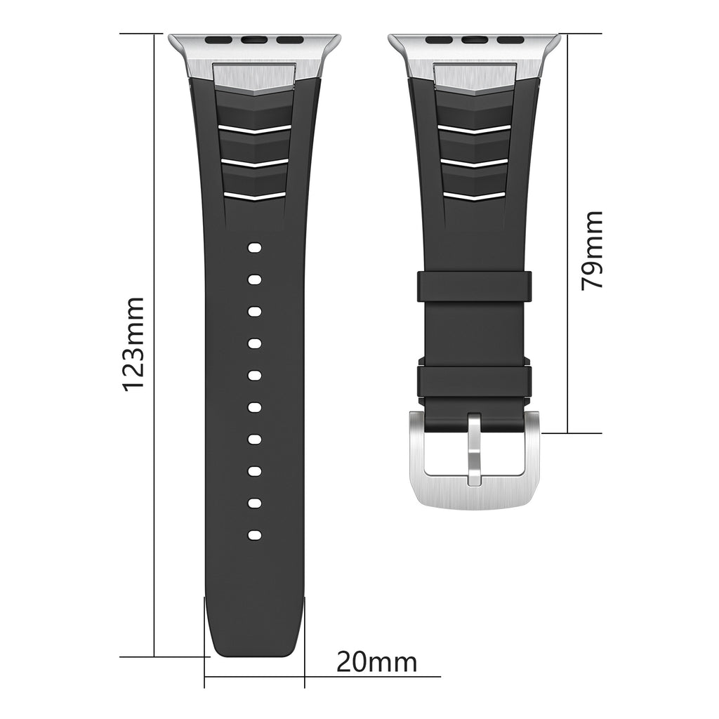 Bracelet de montre de sport en caoutchouc fluoré en alliage