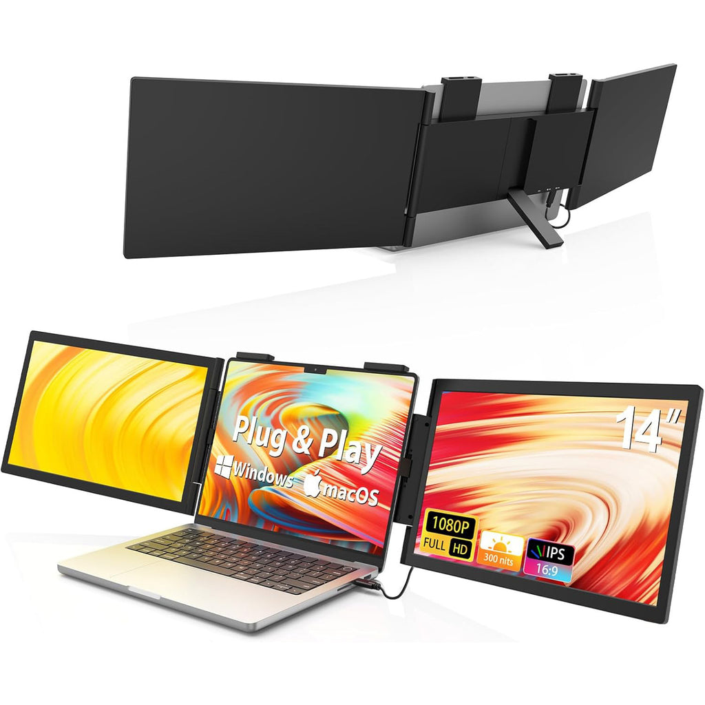 Écran d'extension d'ordinateur portable de moniteur portatif à double écran de 14 pouces