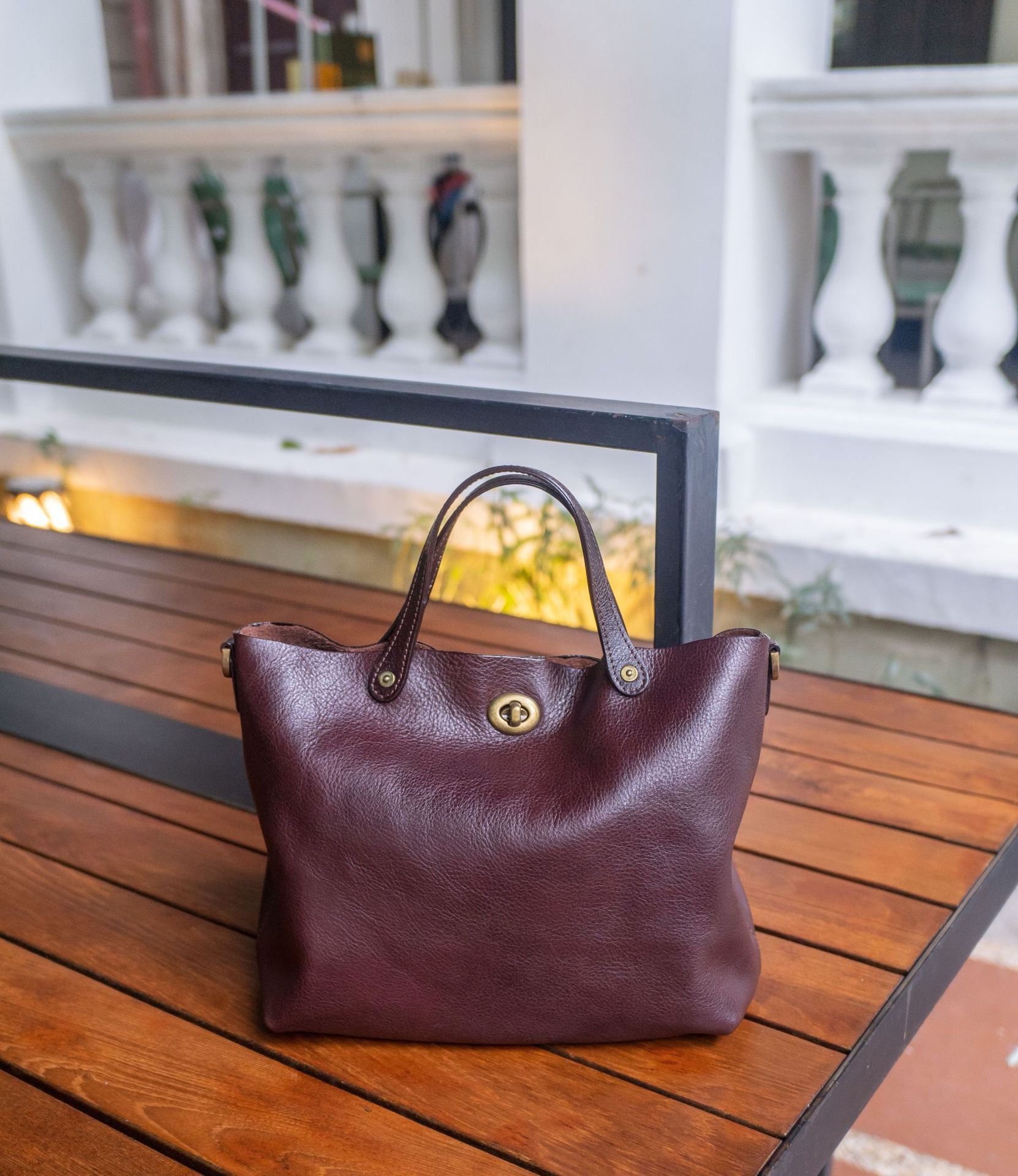 Cowhide Tote Bag européen et américain vintage premier-couche teinté d'arbre