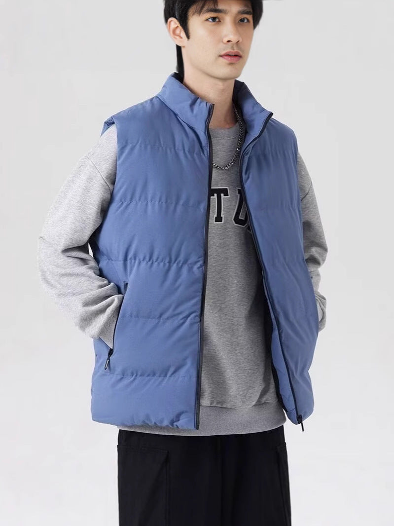 Stand Collar Slim-fit Zipper Cardigan Casual hiver épais Vest Jacket en coton