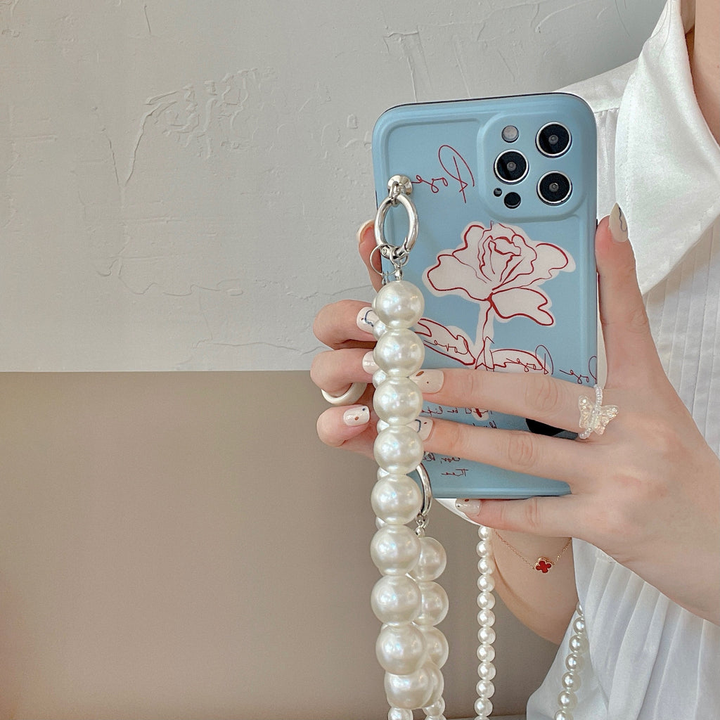 Flower Pearl Messenger boîtier de téléphone en silicone
