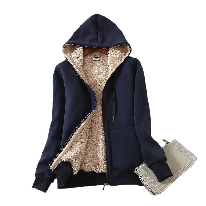 Sweat-shirt de mode à capuche épais doublé de polaire pour femmes