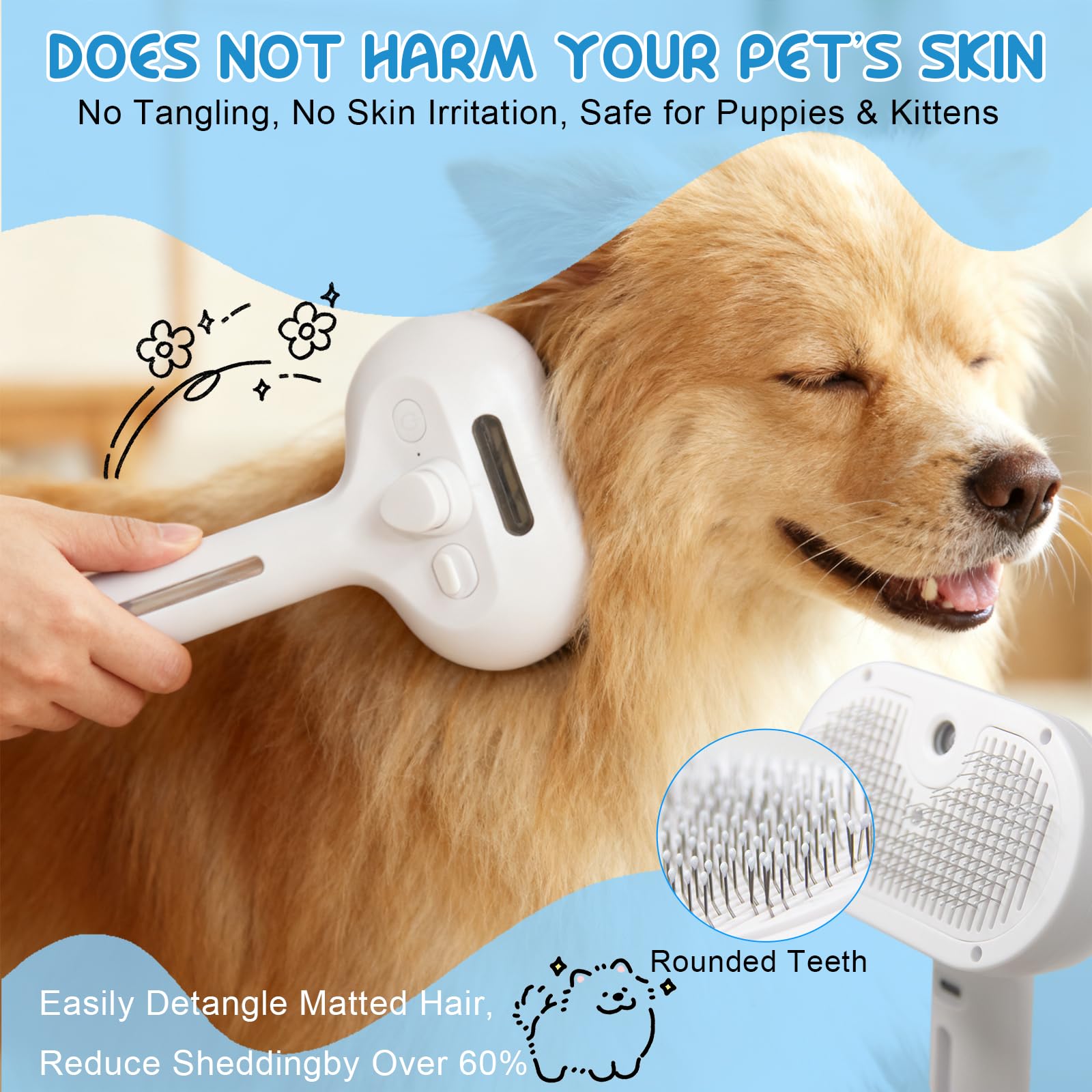 Brosse à vapeur pour chats et chiens