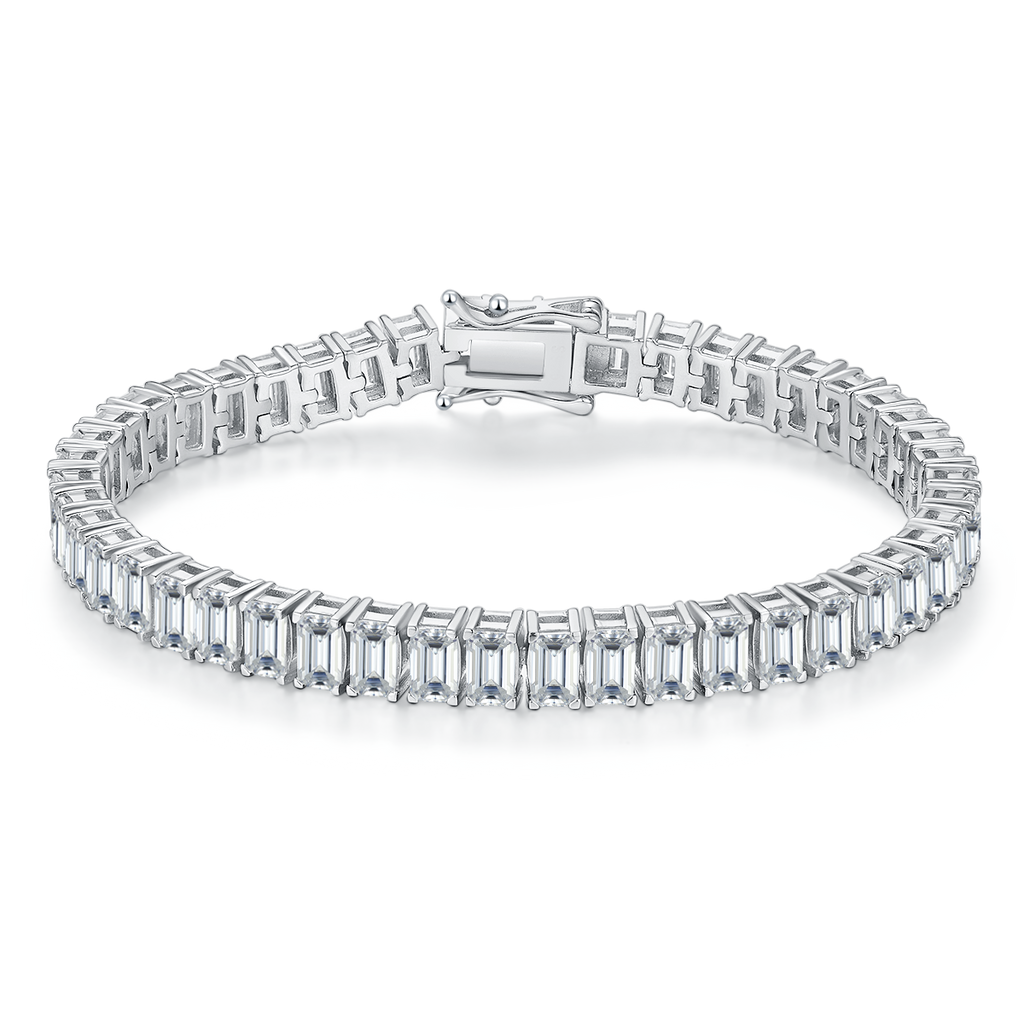 S925 Argent Sterling 5x3mm Baguette Coupe Moissanite Bracelet de tennis D Couleur VVS1 16-18-20cm