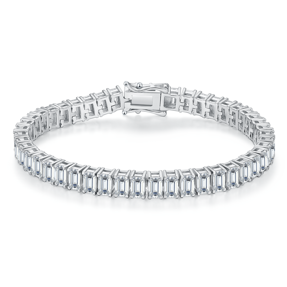 S925 Argent Sterling 5x3mm Baguette Coupe Moissanite Bracelet de tennis D Couleur VVS1 16-18-20cm