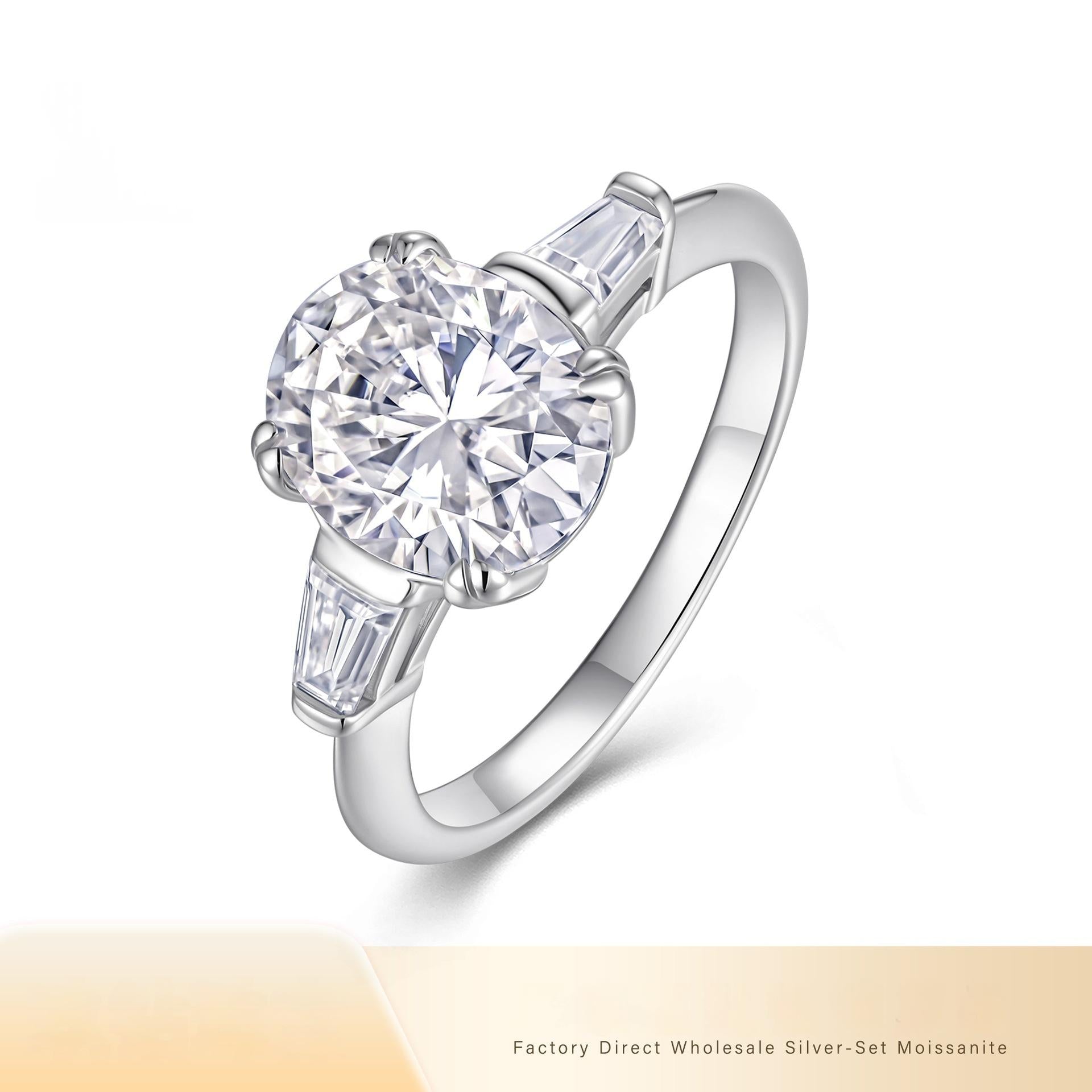 925 Anneau en Argent Sterling avec 3 Carat Ovale Moissanite Stone Élégante Bande de Mariage Femmes L