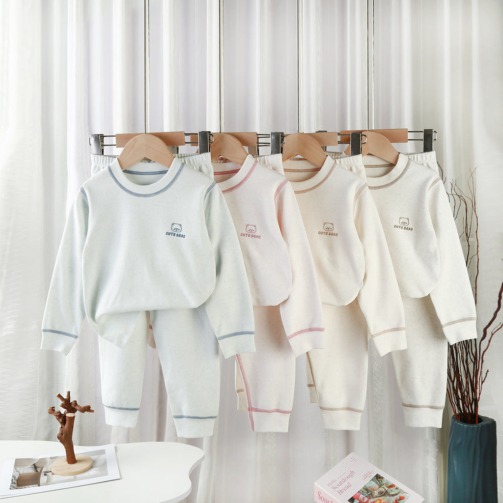 Vêtements et pantalons d'automne en coton pour hommes Femmes et bébés Cou rond Sous-vêtements thermiques