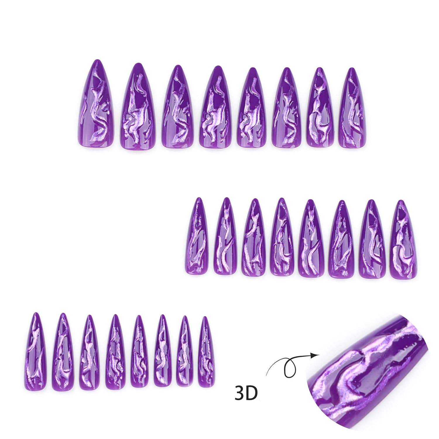 24 PCS Les griffes du diable Presse sur les ongles