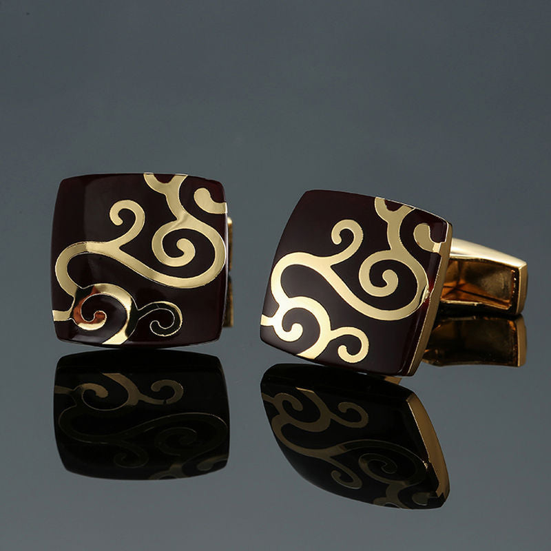 Rose d'herbe Or et Argent Motif Boutons de manchette