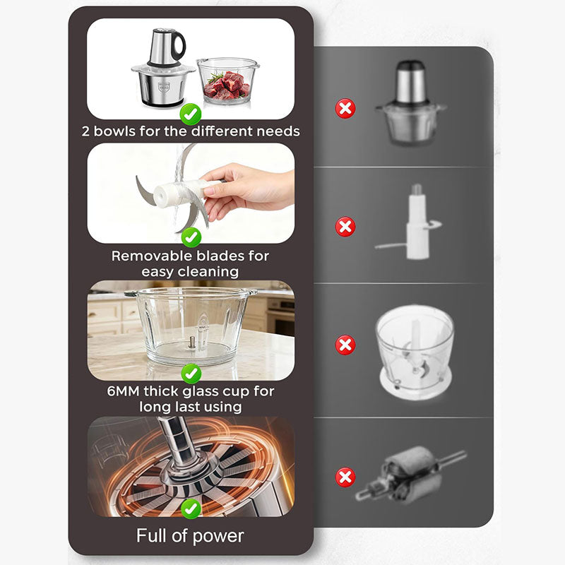 Membrane de viande électrique avec verre et contenants en acier inoxydable Mélangeur maison Blender Fo
