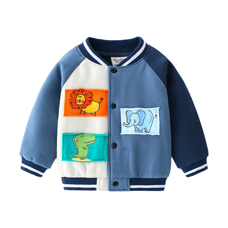 Automne de la mode coréenne Fleece Boys Chemise de baseball
