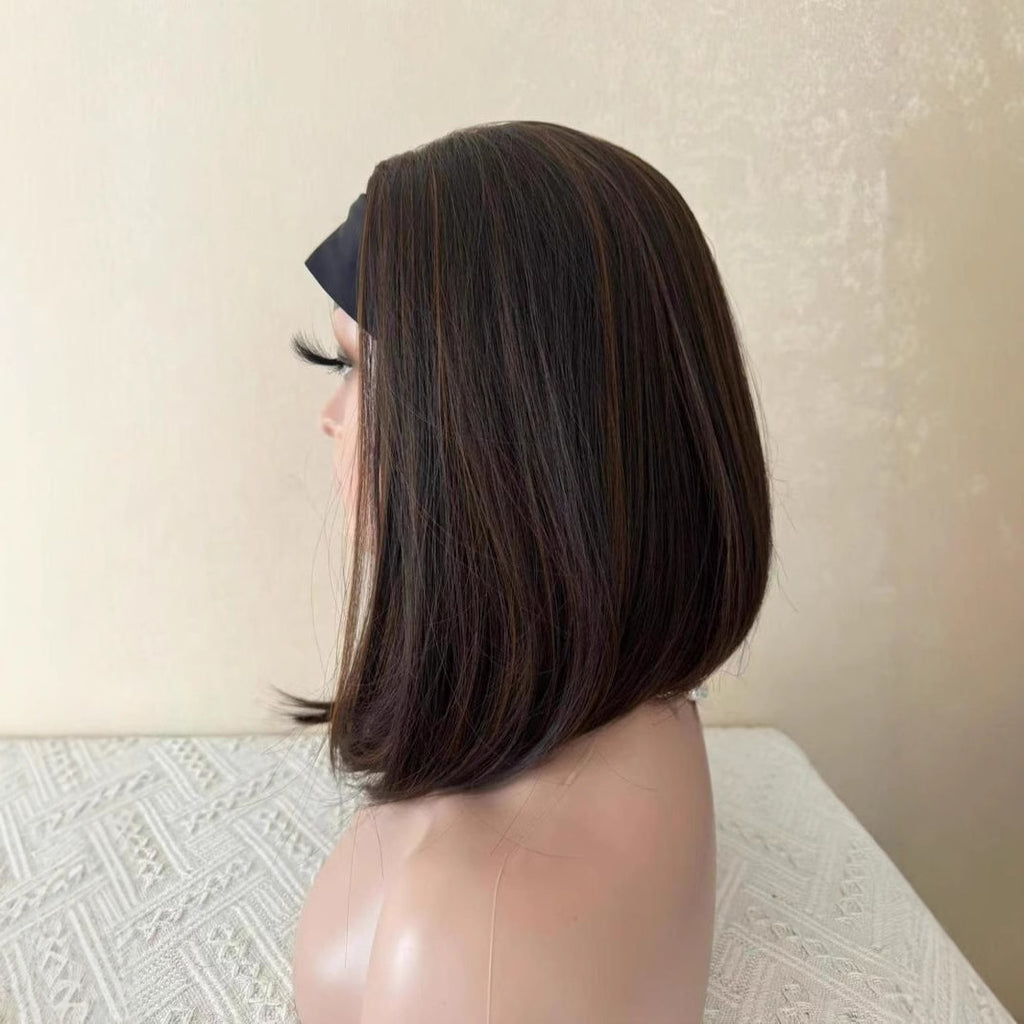 Lady's Brown Perruque de dentelle avec dégradé intérieur