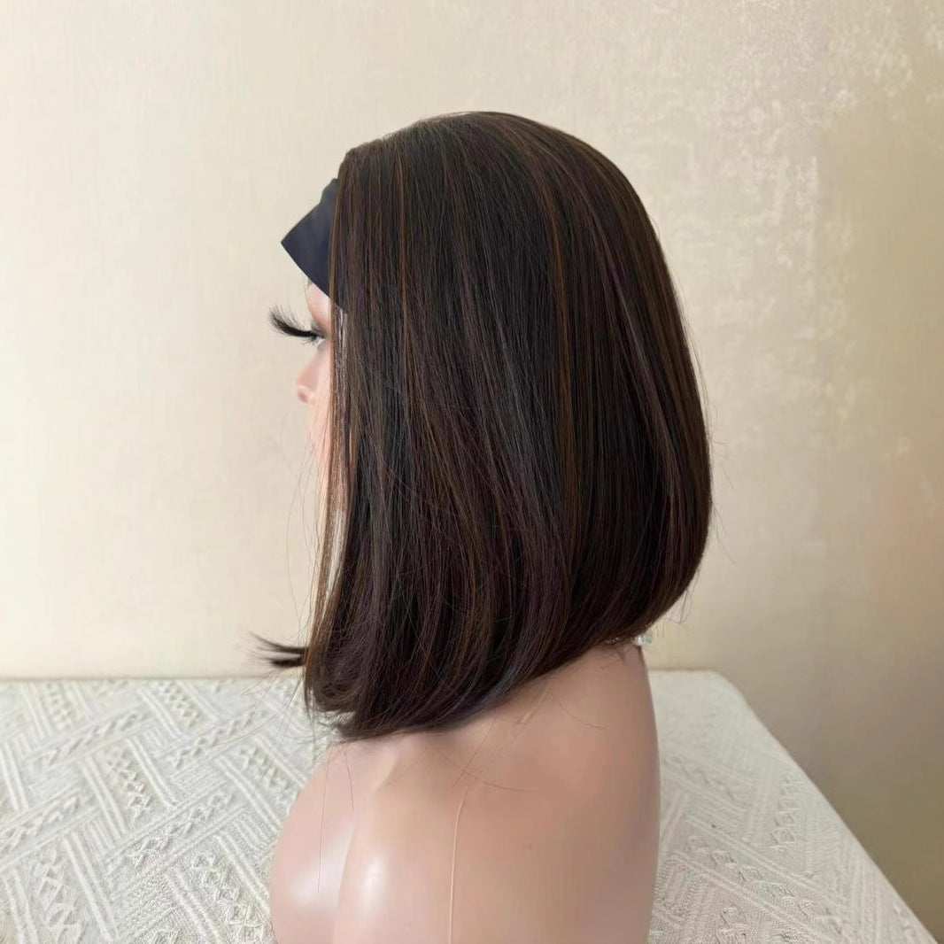 Lady's Brown Perruque de dentelle avec dégradé intérieur