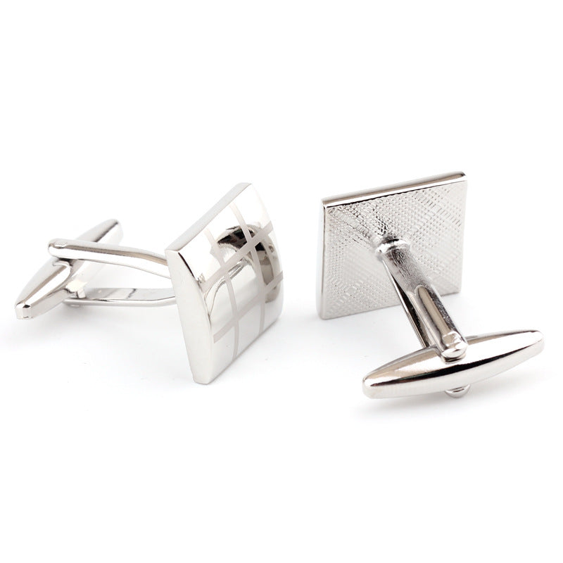 Chemise française en Plaid carré Men's Cufflinks Cufflink