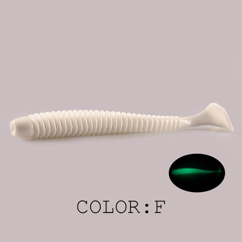 Luya Soft Fish Bait Thread T Tail Double Couleur avec sel