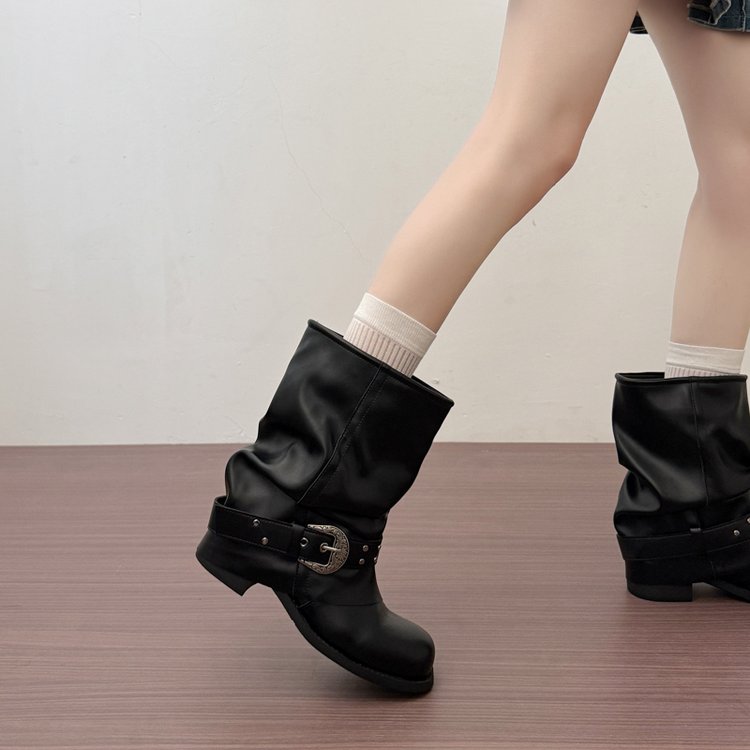 Bottes de cow-boy de l'Ouest en cuir véritable pour femmes
