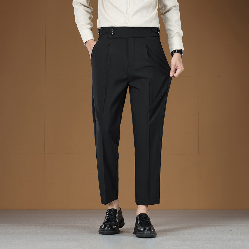 Pantalons pour hommes non-iron réglables de taille légère Business Gentleman Straight Leg Pantalons