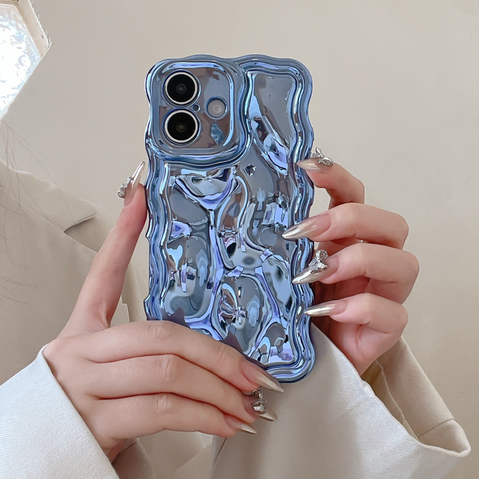 Ins Niche Water Ripple pour 17pro Max Phone Case