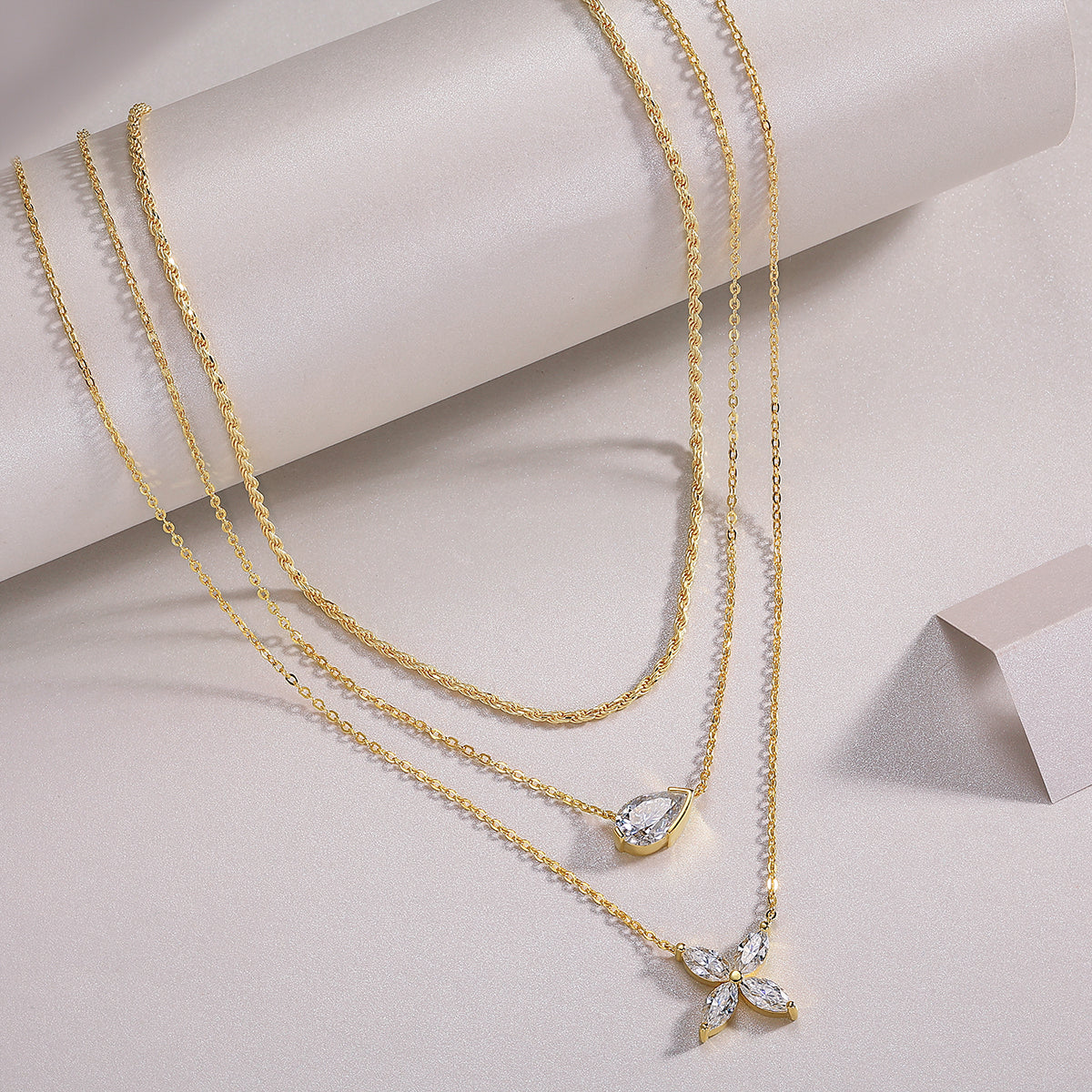 S925 Collier plaqué or argenté