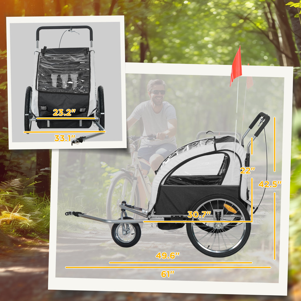 Remorque à vélo pivotante 2-Seat Elite 360 pour enfants Remorque à vélo avec résistant à l'eau W