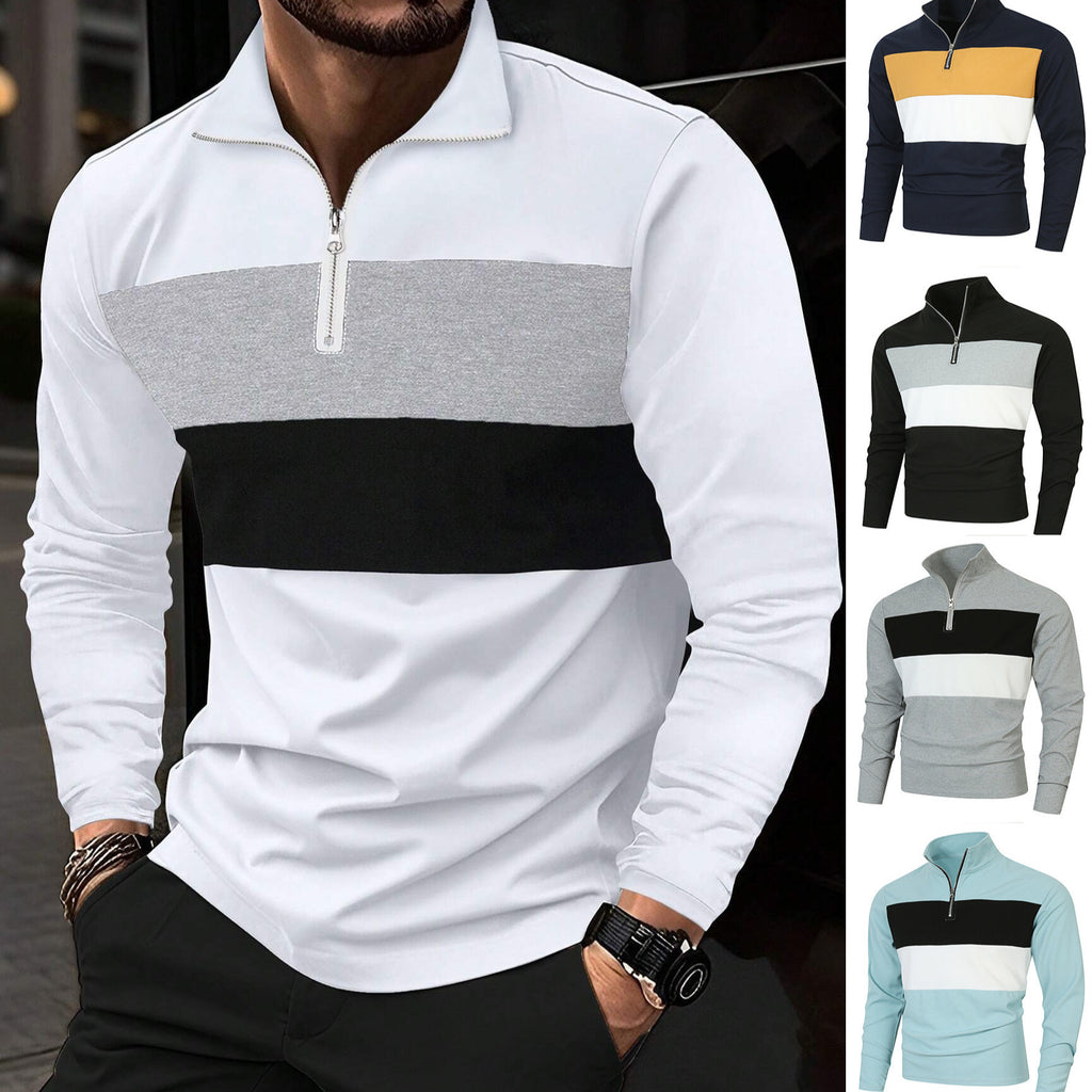 Spring and autumn retro style men's fashion zip-up pullover