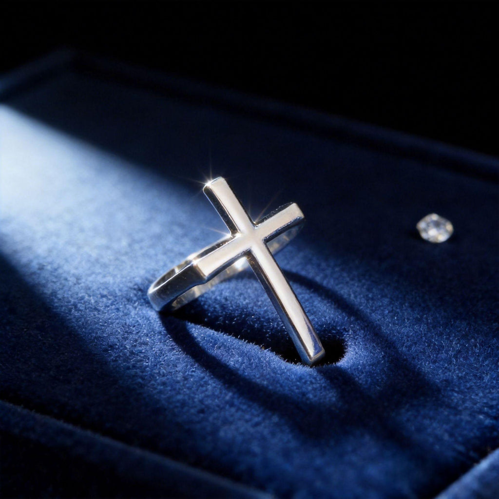 Nouveau style Cross Mens Niche Minimalist Ring