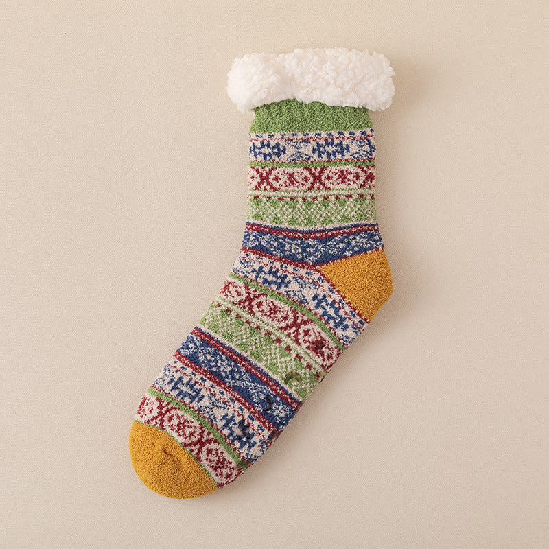 Chaussettes de sol non glissantes en silicone pour agneau épais