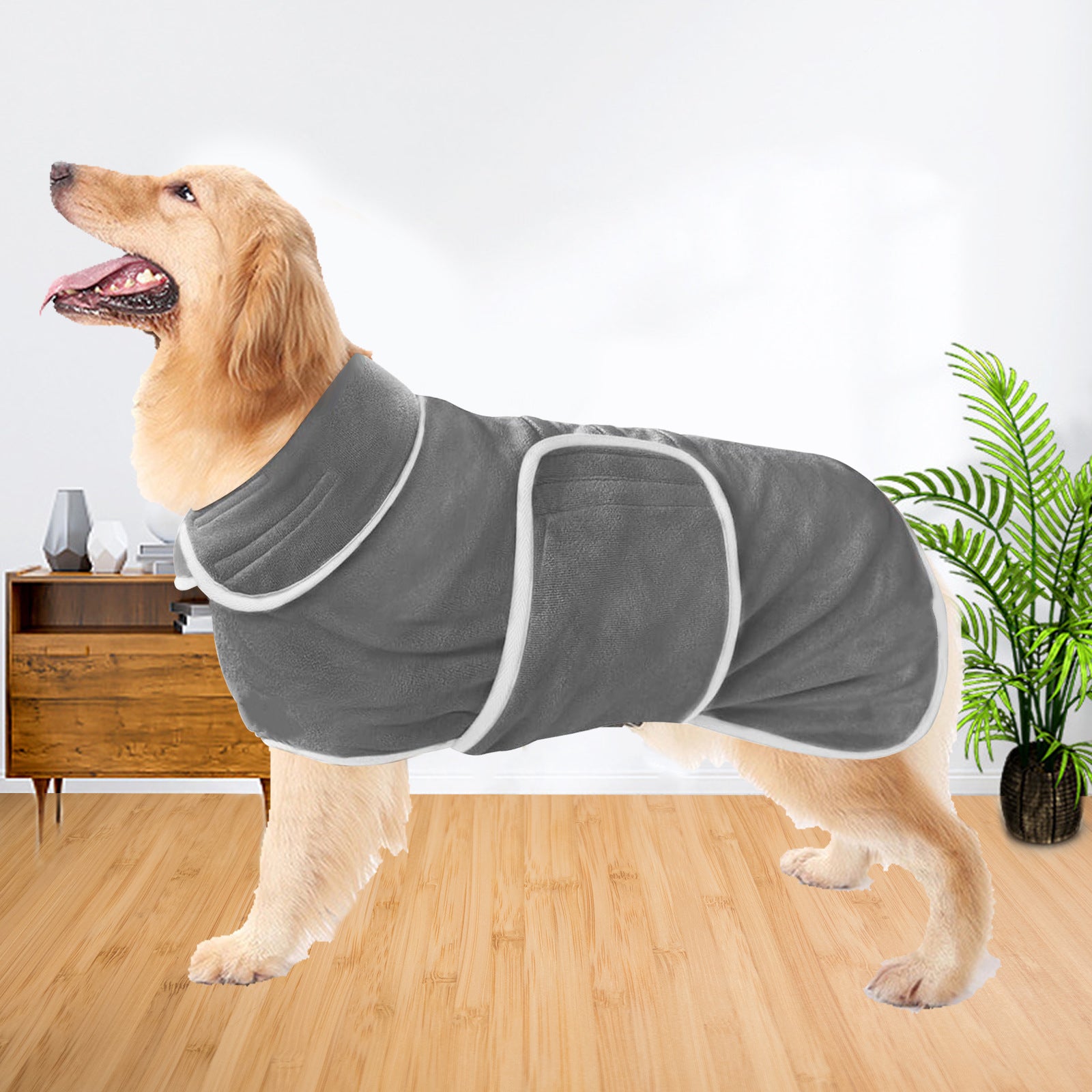 Peigne de bain de chien Super Absorbent Pet Serviette de bain Pajamas Coat Outfit Poodle Bichon Corgi Français
