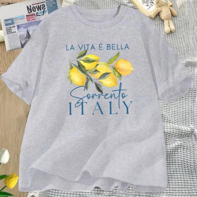 T-Shirt de coton d'été pour femmes au citron italien