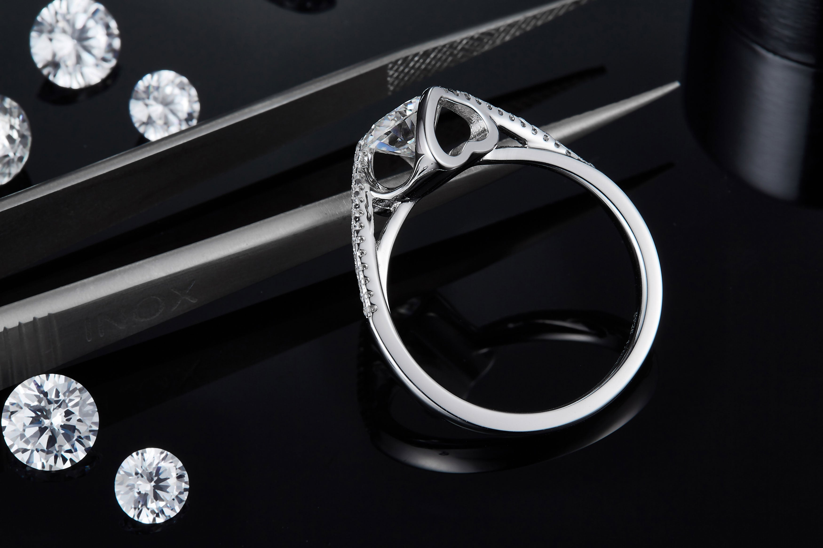 S925 Argent Sterling 1ct Moissanite bague de fiançailles