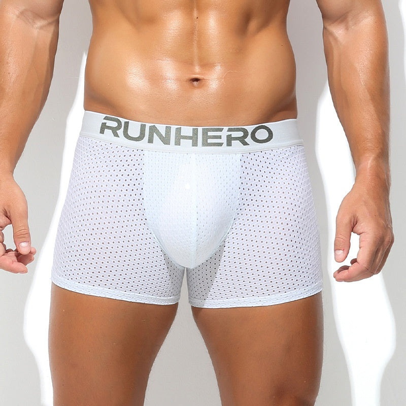Mesh hommes respirant maison sous-vêtements mi-long