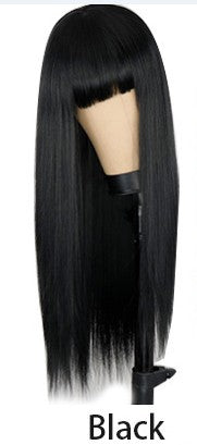 Qi Bangs noir et brun cheveux droit long