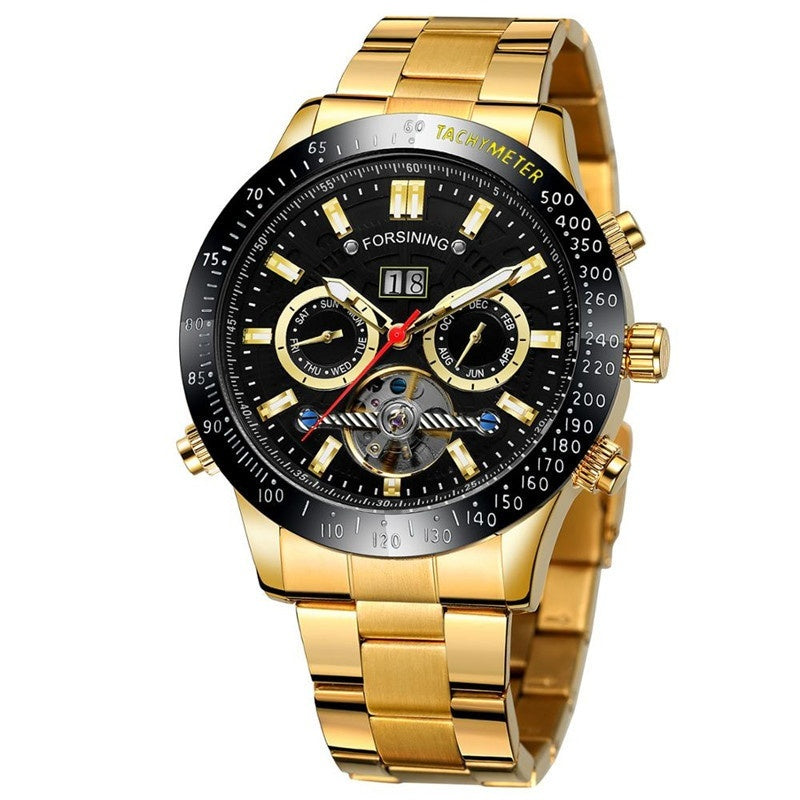 Fashion Casual Multi-fonction Tourbillon Montre mécanique automatique