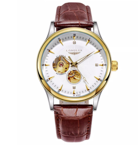 Montre en cuir véritable étanche avec un mouvement mécanique entièrement automatique