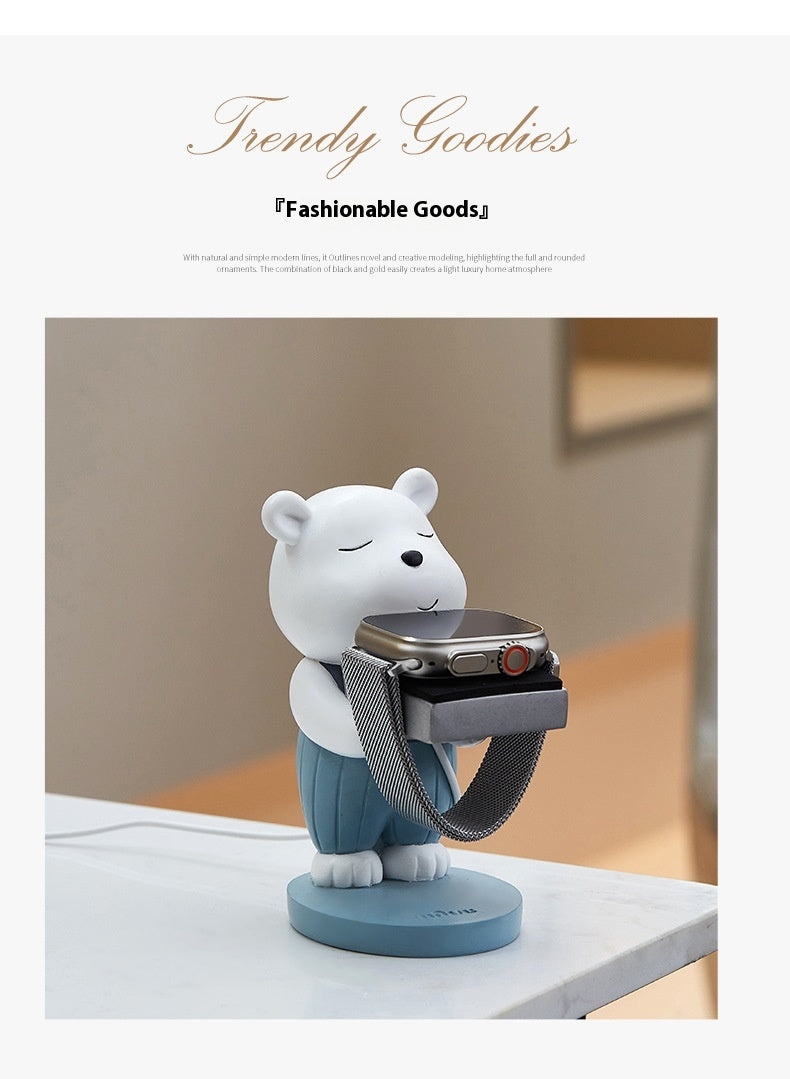 Wowu Original Design Bear Watch Charger Bracket Cartoon Ornements de literie anti-perte