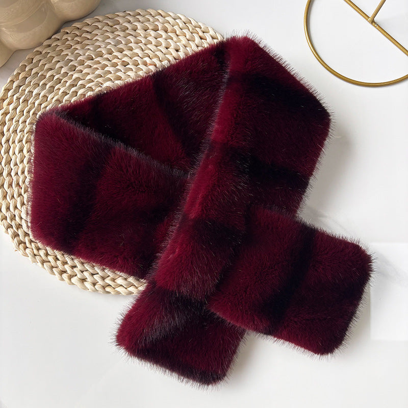 Couleur rayée Contraste en peluche douce écharpe transversale avec style rétro et sophistiqué