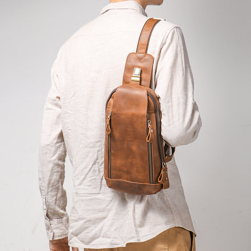 Crazy Horse en cuir pour hommes Sports Crossbody Bag