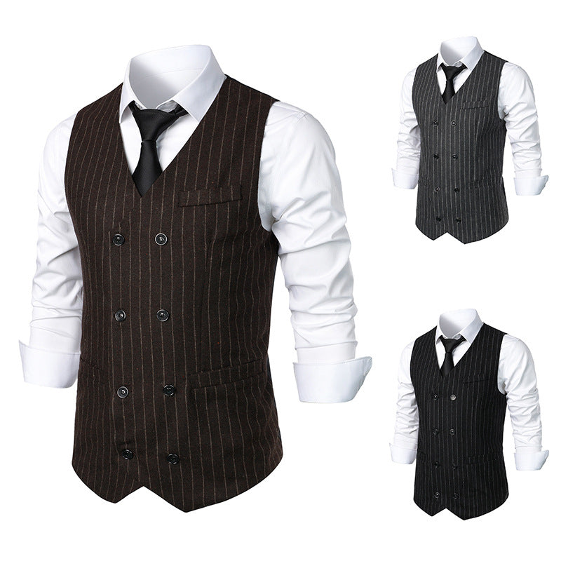 Veste retro casual double seins rayé