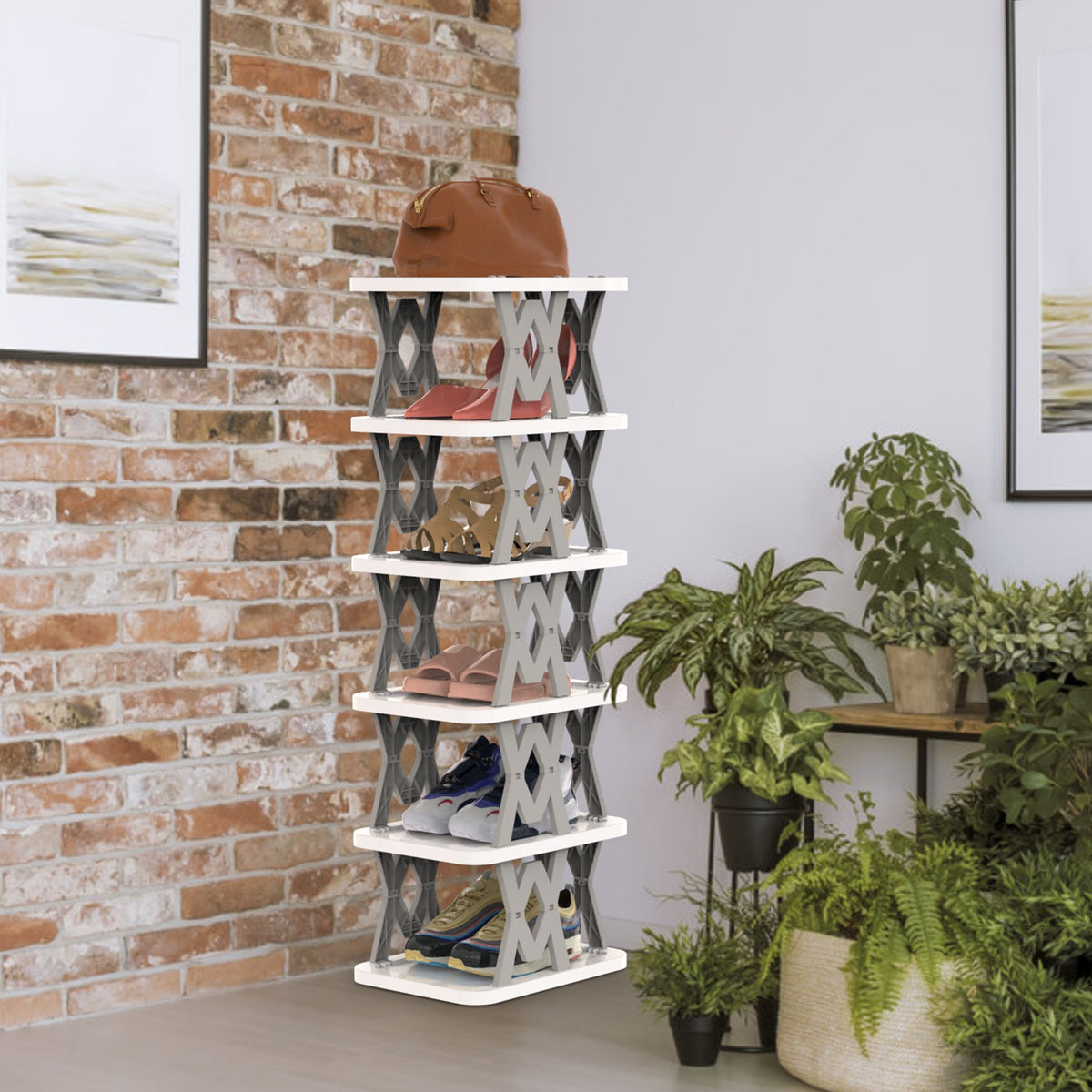 6 Tier pliable Shoe Rack Vertical Shoe Organizer Narrow Shoe Rack pour petits espaces Espace