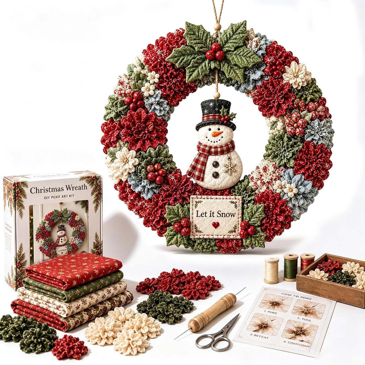 Kit de bricolage de la couronne de tissu de Noël