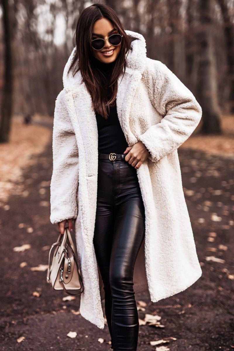 En-Stock Amazon Supply Automne et hiver Mode Long Solid Couleur Long-Sleeve Woolen Femmes
