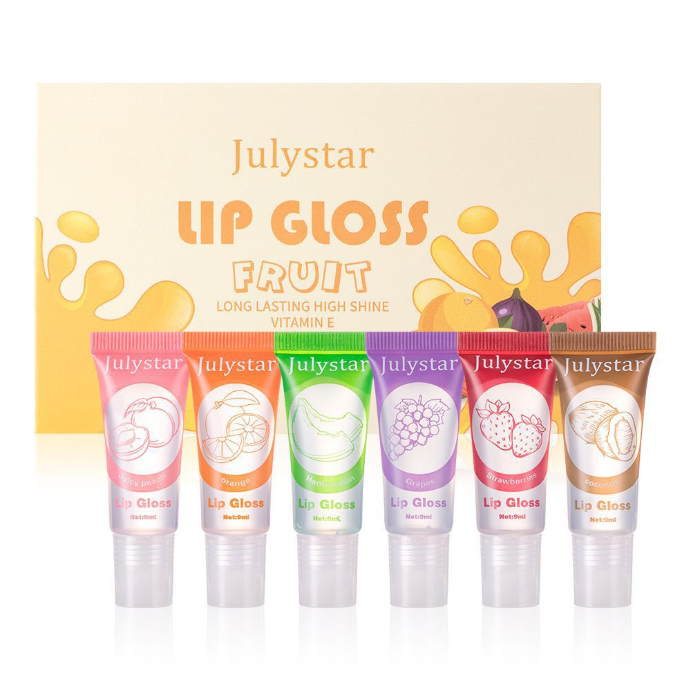 Vitamin E Flavored Fruit Clear Lip Oil Moisturizing 6-pack Hydrating and Moisturi