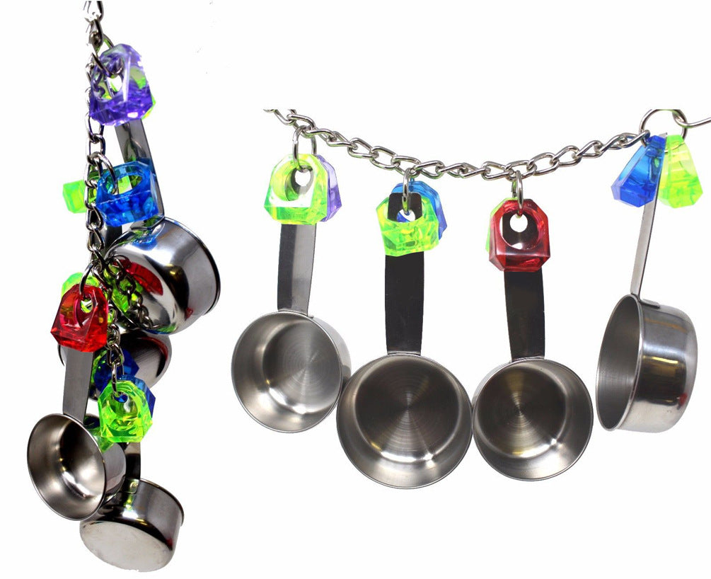 Jouet à cordes en acier inoxydable à quatre pots de perroquet