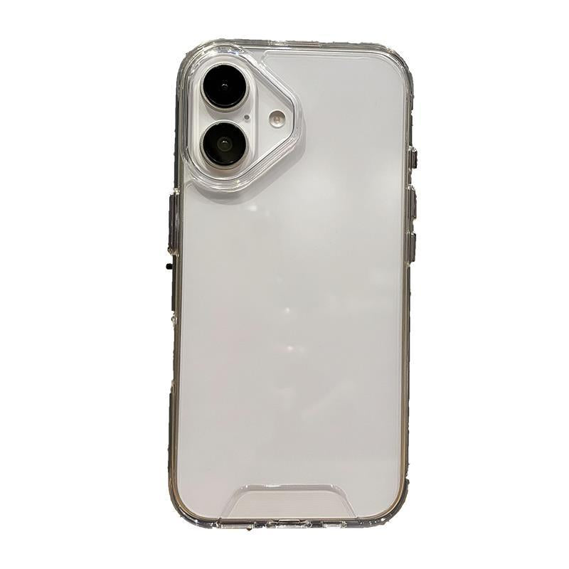 Boîtier de téléphone transparent simple bouton métallique résistant à la goutte
