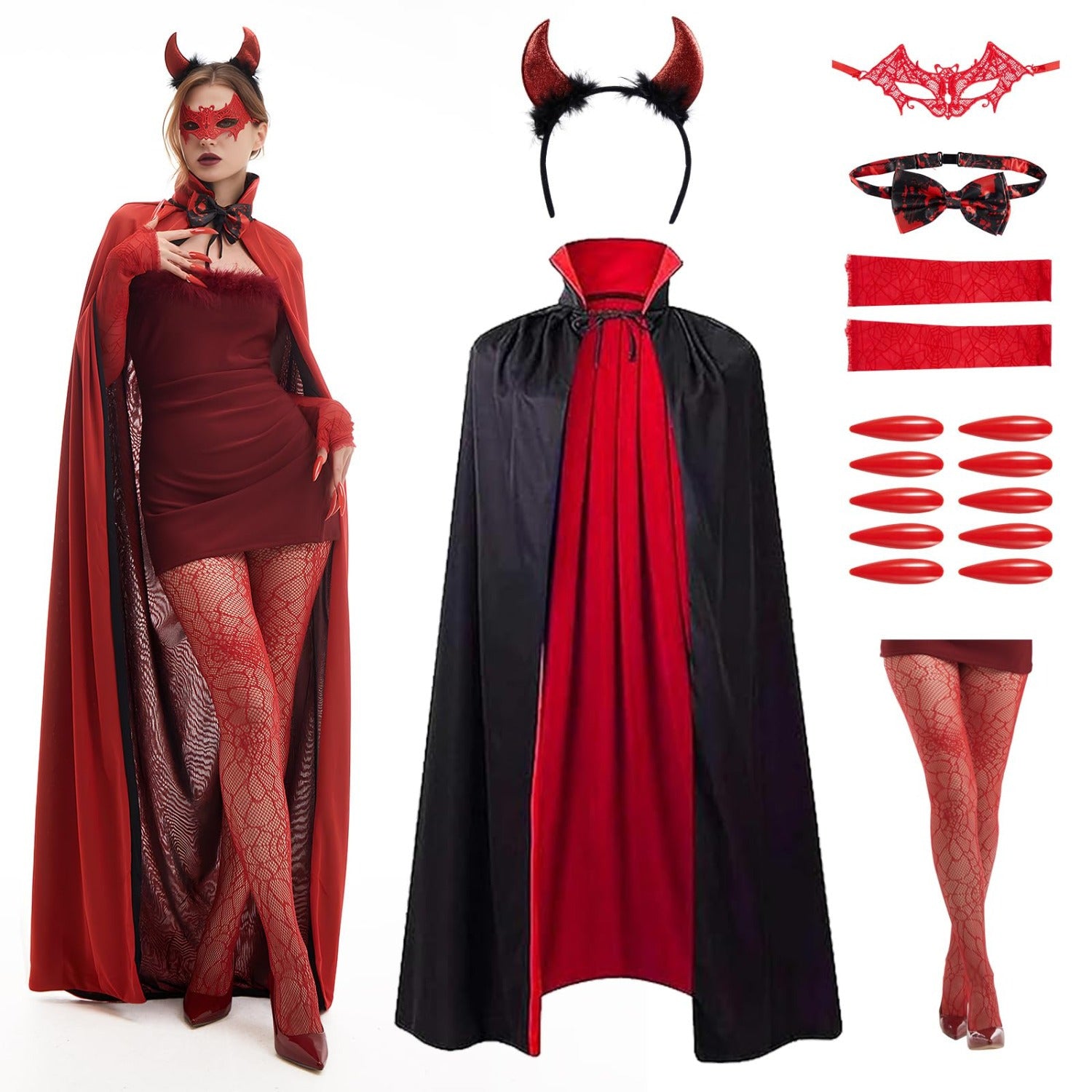 Costume du diable des femmes de 7 pièces