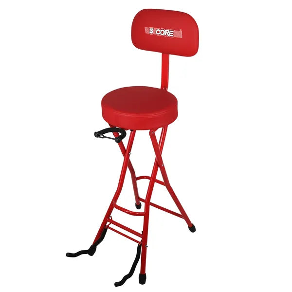 Tabouret de guitare 5 Core 3.15" Chaise rembourrée W dossier Siège pliable de musique construit dans pied repose Gu
