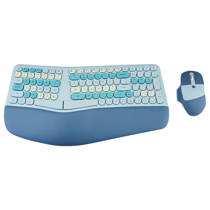 Wireless Ergonomic Veneer Wrist Splint Keyboard and Mouse Combo