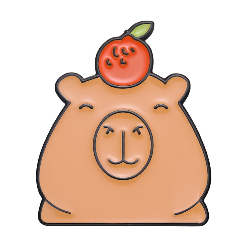 Broche d'insigne de peinture de style animal Capybara