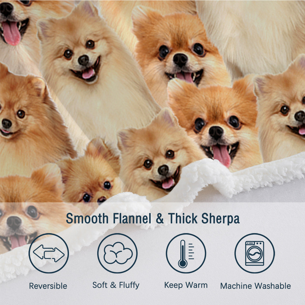 Pattern Poméranie Flèche Blanket filles Brown Sherpa Blanket mignon chien animal léger W